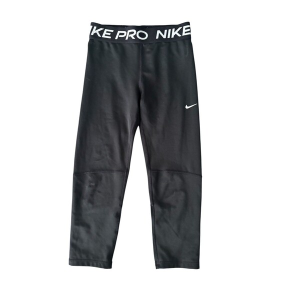 Nike Pro Dri-FIT Youth XL Black Capri Cropped Leggings Athletic Activewear - Picture 1 of 9